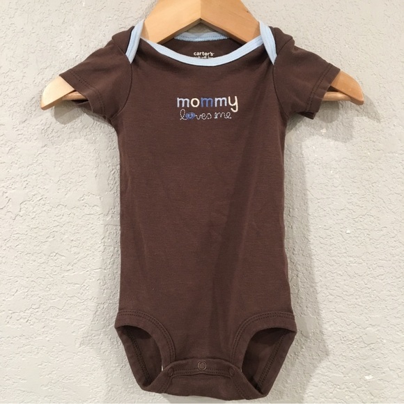 Carter’s Baby Boy 3M Striped Mommy Loves Me Bodysuit Set 100% Cotton Brown - Picture 7 of 13